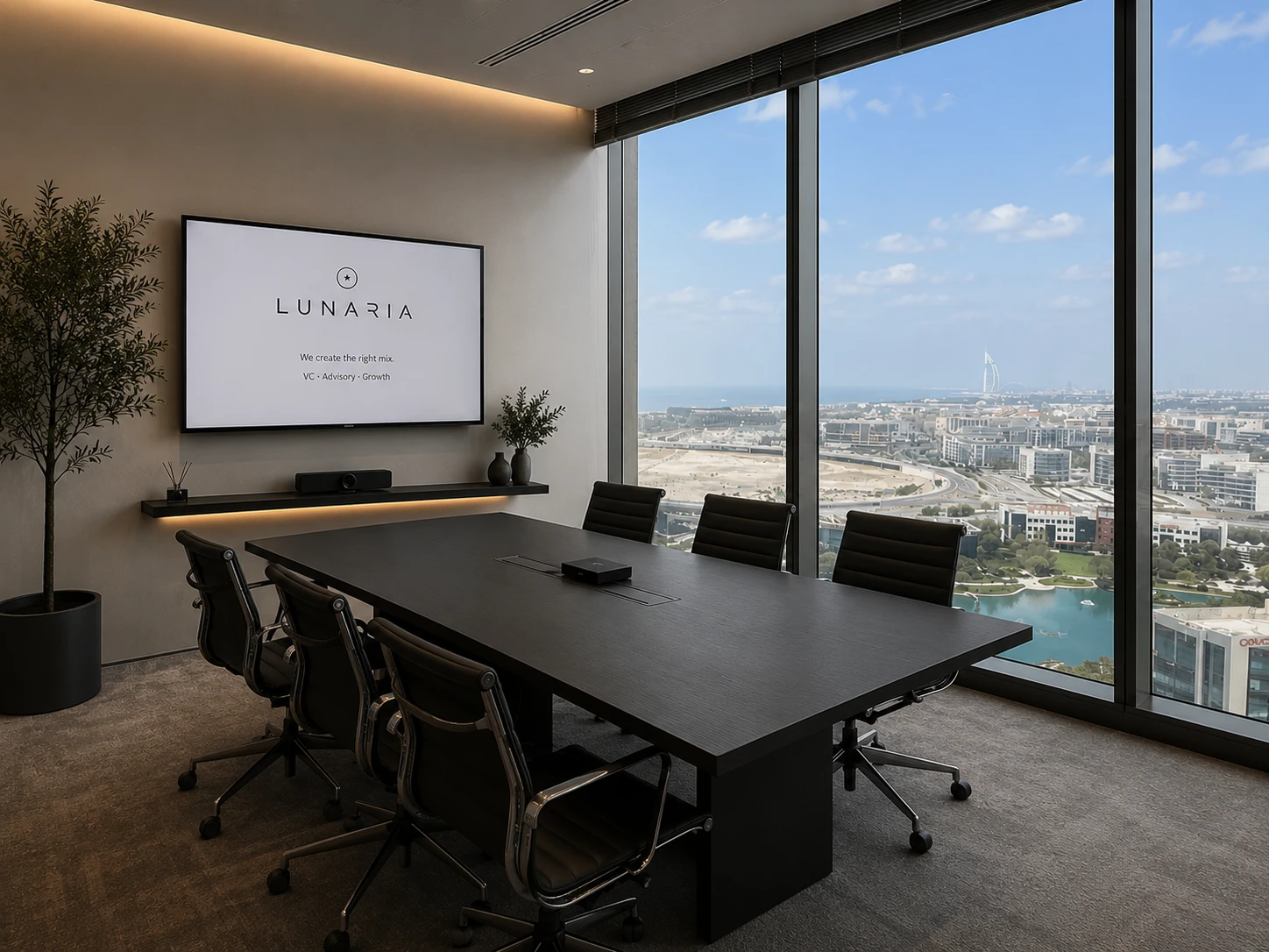 Lunaria boardroom overlooking Dubai